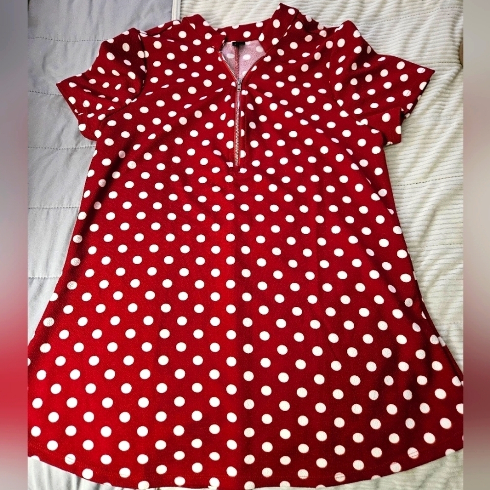 SHEIN Womens Polka Dot Shirt- Red and White. Size L